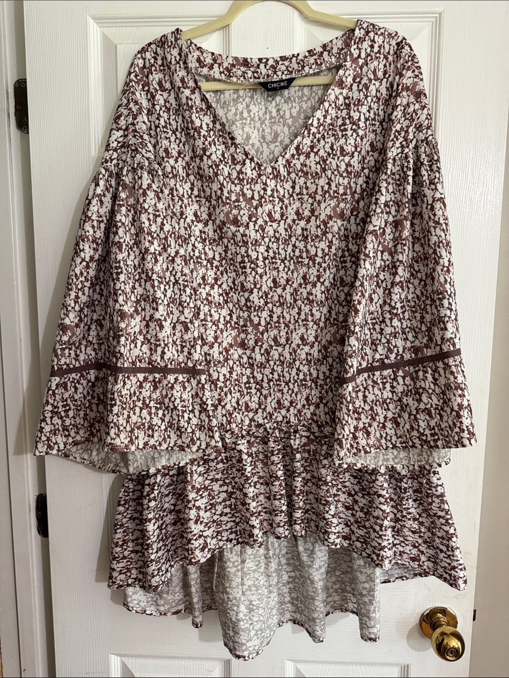 Brown Floral Peasant Dress